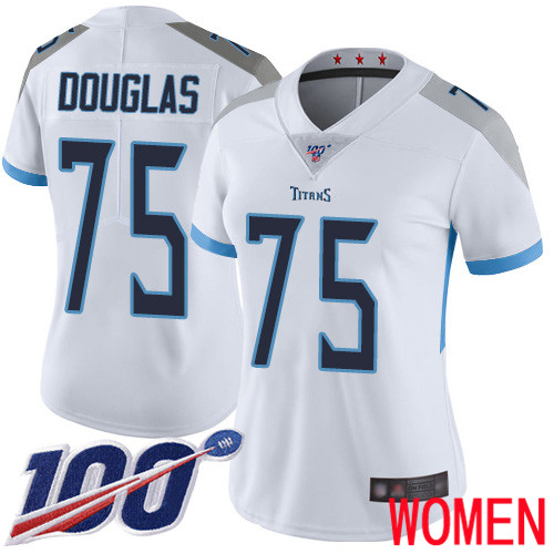 Tennessee Titans Limited White Women Jamil Douglas Road Jersey NFL Football #75 100th Season Vapor Untouchable->youth nfl jersey->Youth Jersey